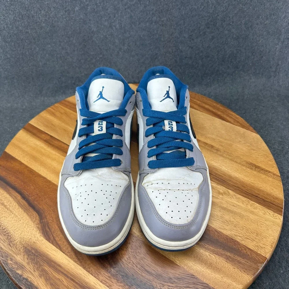 Nike Air Jordan 1 Low Cement True Blue 553558-103 Men's Athletic Sneakers 10.5